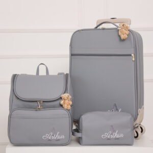 Kit de Bolsas Maternidade Personalizadas Cinza Minimalista