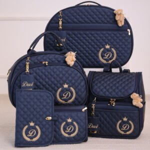 Kit de Bolsas Maternidade Personalizadas Azul e Dourado